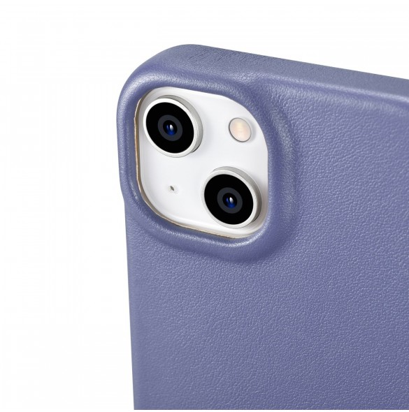 iCarer CE Premium Leather Folio Case iPhone 14 Plus Magnetic Flip Leather Folio Case MagSafe Light Purple (WMI14220715-LP)