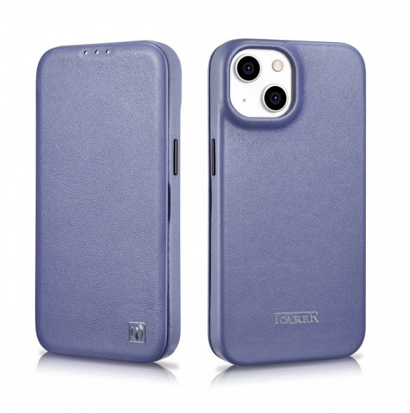 iCarer CE Premium Leather Folio Case iPhone 14 Plus Magnetic Flip Leather Folio Case MagSafe Light Purple (WMI14220715-LP)