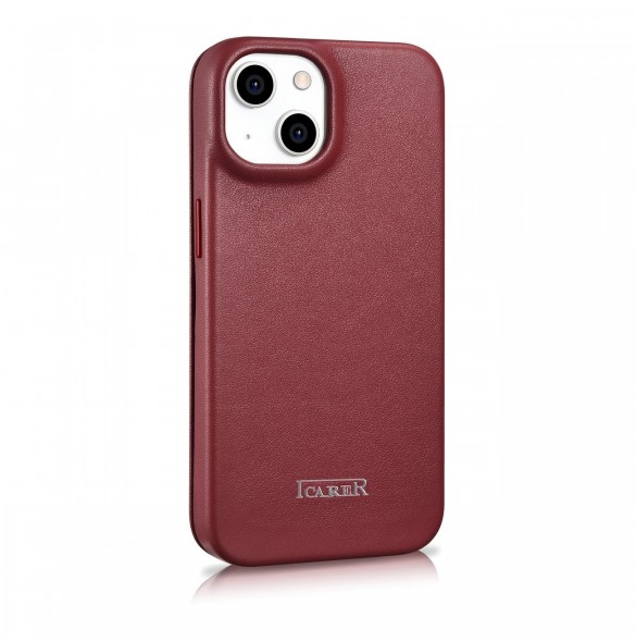iCarer CE Premium Leather Folio Fodral iPhone 14 Plus Magnetic Flip Leather Folio Fodral MagSafe Röd (WMI14220715-RD)