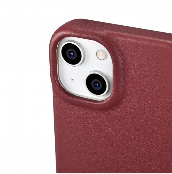 iCarer CE Premium Leather Folio Fodral iPhone 14 Plus Magnetic Flip Leather Folio Fodral MagSafe Röd (WMI14220715-RD)
