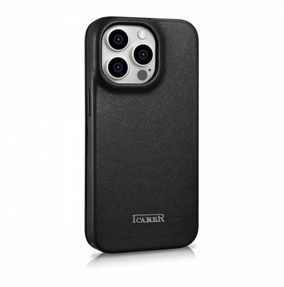 iCarer CE Premium Leather Folio Fodral iPhone 14 Pro Magnetic Flip Leather Folio Fodral MagSafe svart (WMI14220714-BK)