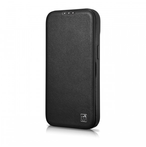 iCarer CE Premium Leather Folio Fodral iPhone 14 Pro Magnetic Flip Leather Folio Fodral MagSafe svart (WMI14220714-BK)