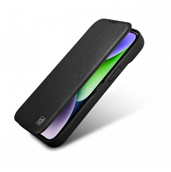 iCarer CE Premium Leather Folio Fodral iPhone 14 Pro Magnetic Flip Leather Folio Fodral MagSafe svart (WMI14220714-BK)