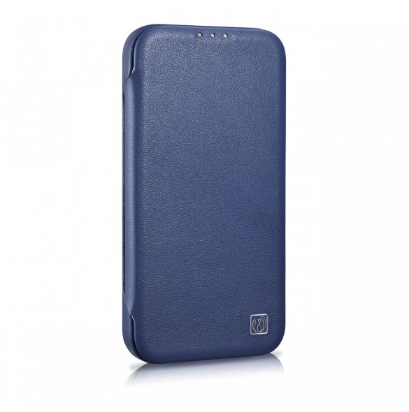 iCarer CE Premium Leather Folio Case iPhone 14 Pro Magnetic Flip Leather Folio Case MagSafe Blue (WMI14220714-BU)