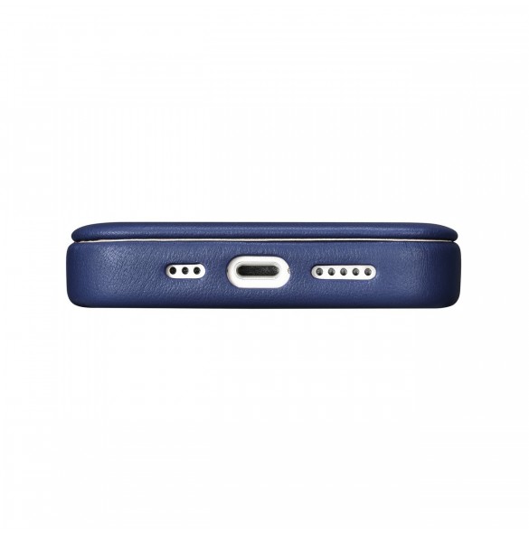 iCarer CE Premium Leather Folio Case iPhone 14 Pro Magnetic Flip Leather Folio Case MagSafe Blue (WMI14220714-BU)