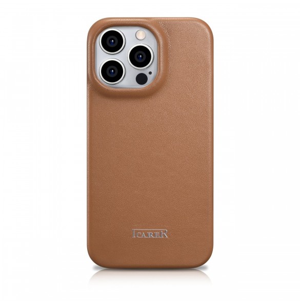 iCarer CE Premium Leather Folio Fodral iPhone 14 Pro Magnetic Flip Leather Folio Fodral MagSafe brun (WMI14220714-BN)