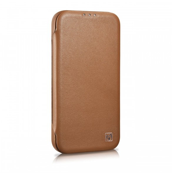 iCarer CE Premium Leather Folio Fodral iPhone 14 Pro Magnetic Flip Leather Folio Fodral MagSafe brun (WMI14220714-BN)