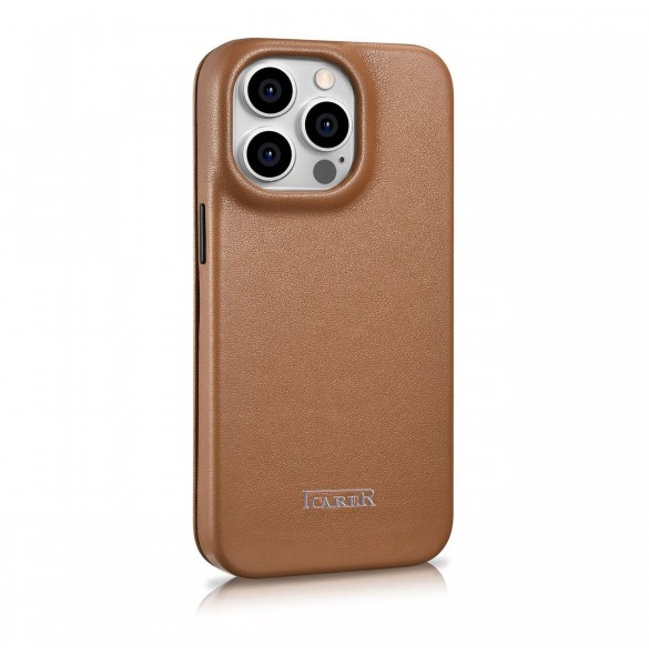 iCarer CE Premium Leather Folio Fodral iPhone 14 Pro Magnetic Flip Leather Folio Fodral MagSafe brun (WMI14220714-BN)