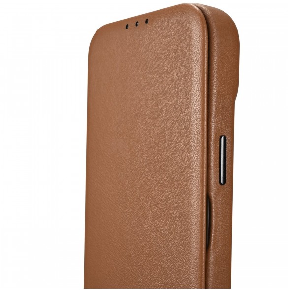 iCarer CE Premium Leather Folio Fodral iPhone 14 Pro Magnetic Flip Leather Folio Fodral MagSafe brun (WMI14220714-BN)