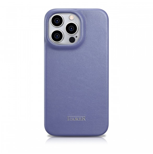 iCarer CE Premium Läder Foliofodral iPhone 14 Pro Magnetic Flip Läder Foliofodral MagSafe Ljuslila (WMI14220714-LP)