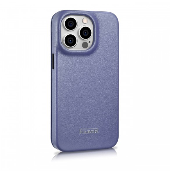 iCarer CE Premium Läder Foliofodral iPhone 14 Pro Magnetic Flip Läder Foliofodral MagSafe Ljuslila (WMI14220714-LP)