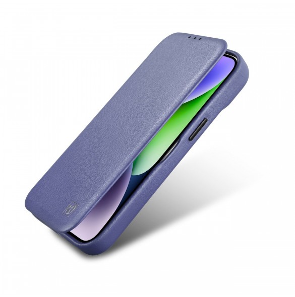 iCarer CE Premium Läder Foliofodral iPhone 14 Pro Magnetic Flip Läder Foliofodral MagSafe Ljuslila (WMI14220714-LP)