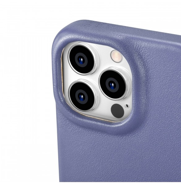 iCarer CE Premium Läder Foliofodral iPhone 14 Pro Magnetic Flip Läder Foliofodral MagSafe Ljuslila (WMI14220714-LP)