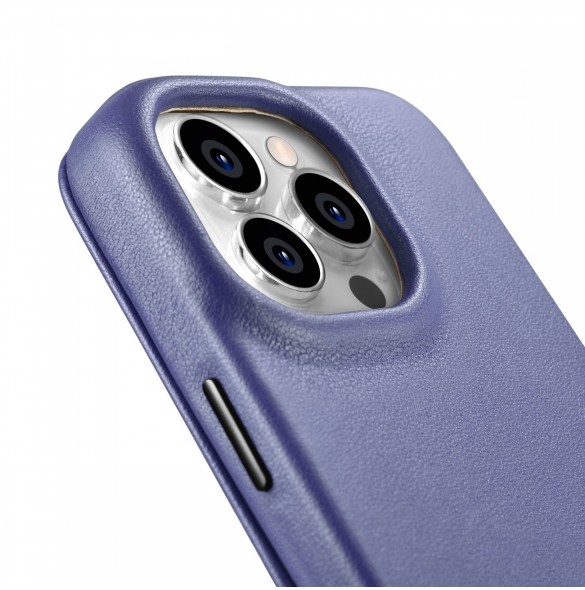 iCarer CE Premium Läder Foliofodral iPhone 14 Pro Magnetic Flip Läder Foliofodral MagSafe Ljuslila (WMI14220714-LP)