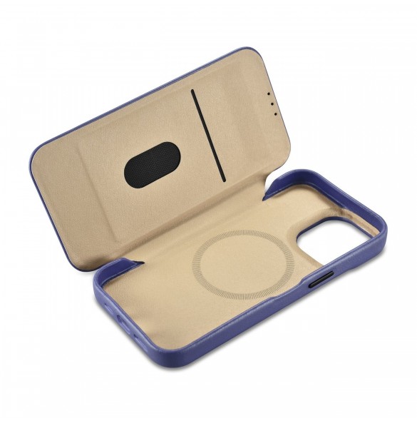 iCarer CE Premium Läder Foliofodral iPhone 14 Pro Magnetic Flip Läder Foliofodral MagSafe Ljuslila (WMI14220714-LP)