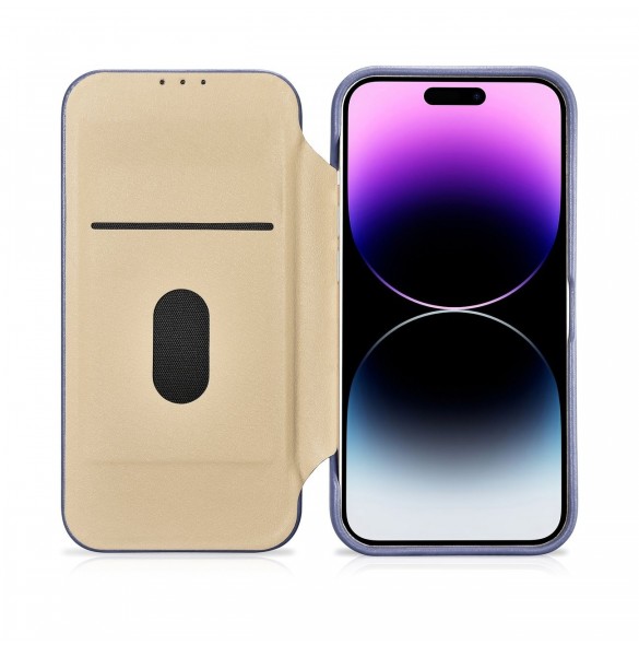 iCarer CE Premium Läder Foliofodral iPhone 14 Pro Magnetic Flip Läder Foliofodral MagSafe Ljuslila (WMI14220714-LP)