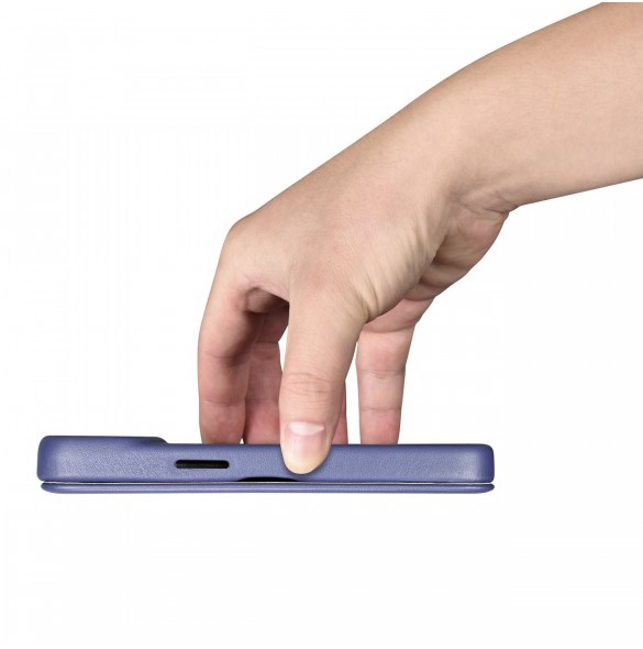 iCarer CE Premium Läder Foliofodral iPhone 14 Pro Magnetic Flip Läder Foliofodral MagSafe Ljuslila (WMI14220714-LP)