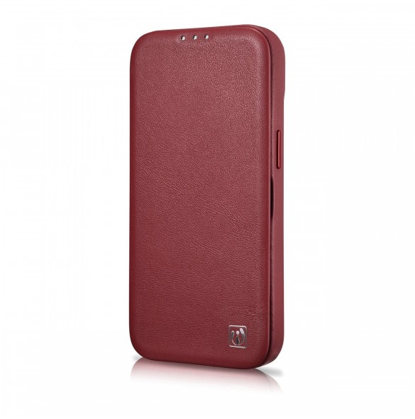 iCarer CE Premium Leather Folio Case iPhone 14 Pro Max Magnetic Flip Cover MagSafe Röd (WMI14220716-RD)