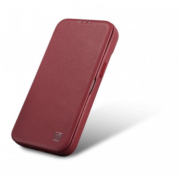 iCarer CE Premium Leather Folio Case iPhone 14 Pro Max Magnetic Flip Cover MagSafe Röd (WMI14220716-RD)