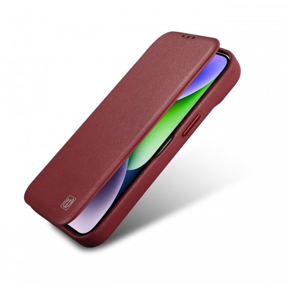 iCarer CE Premium Leather Folio Case iPhone 14 Pro Max Magnetic Flip Cover MagSafe Röd (WMI14220716-RD)