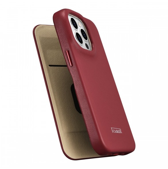 iCarer CE Premium Leather Folio Case iPhone 14 Pro Max Magnetic Flip Cover MagSafe Röd (WMI14220716-RD)