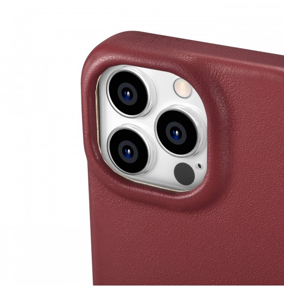 iCarer CE Premium Leather Folio Case iPhone 14 Pro Max Magnetic Flip Cover MagSafe Röd (WMI14220716-RD)