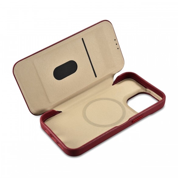 iCarer CE Premium Leather Folio Case iPhone 14 Pro Max Magnetic Flip Cover MagSafe Röd (WMI14220716-RD)