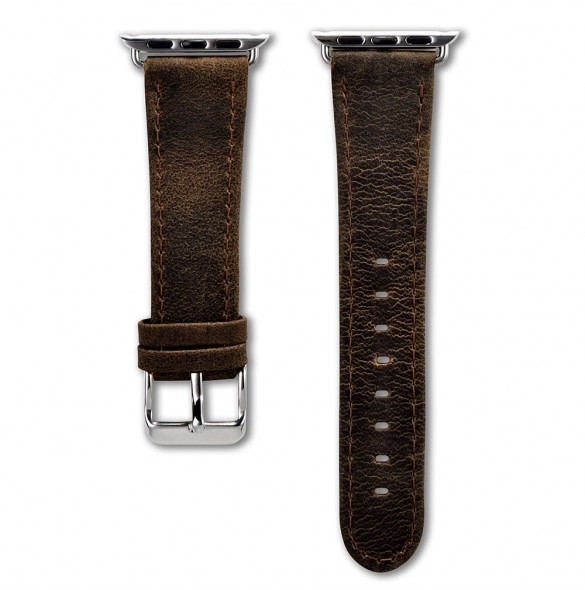iCarer Läder Crazy Horse-armband i äkta läder för Klocka 3 38mm / Klocka 2 38mm / Klocka 1 38mm brun (RIW115-BNďĽ38ďĽ‰)