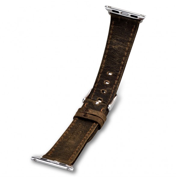 iCarer Läder Crazy Horse-armband i äkta läder för Klocka 3 38mm / Klocka 2 38mm / Klocka 1 38mm brun (RIW115-BNďĽ38ďĽ‰)