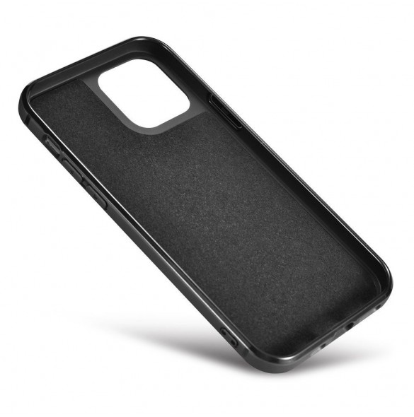 iCarer Leather Oil Wax fodral täckt med naturligt läder för iPhone 12 mini svart (ALI1204-BK)