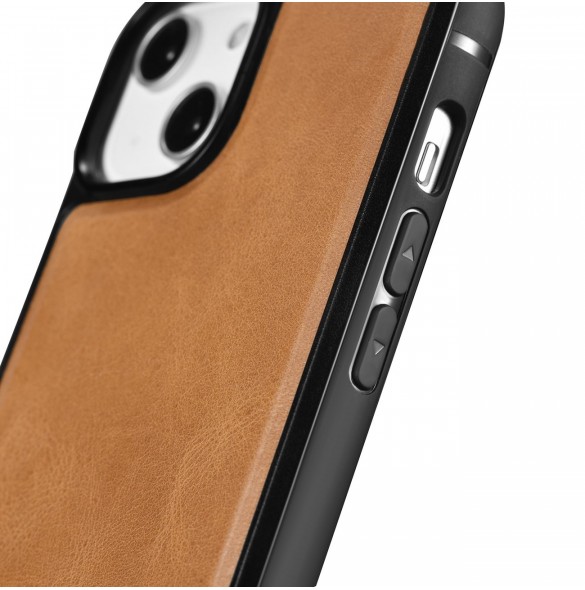 iCarer Leather Oil Wax-fodral täckt med naturligt läder för iPhone 14 Plus brun (WMI14220719-TN)
