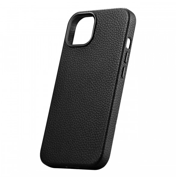 iCarer Litchi Premium läderfodral iPhone 14 Plus magnetiskt läderfodral med MagSafe Black (WMI14220711-BK)