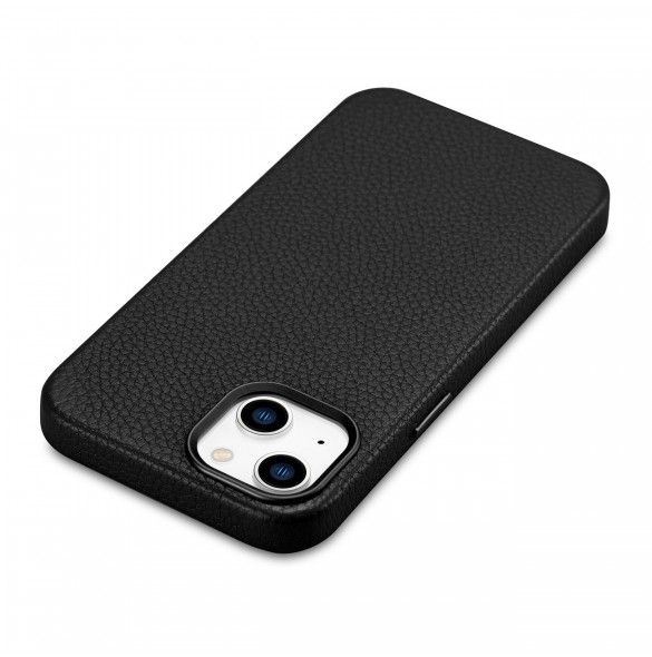 iCarer Litchi Premium läderfodral iPhone 14 Plus magnetiskt läderfodral med MagSafe Black (WMI14220711-BK)
