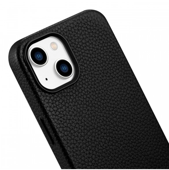 iCarer Litchi Premium läderfodral iPhone 14 Plus magnetiskt läderfodral med MagSafe Black (WMI14220711-BK)