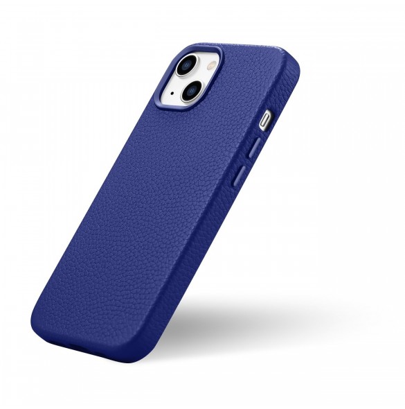 iCarer Litchi Premium läderfodral iPhone 14 Plus magnetiskt läderfodral med MagSafe Mörkblå (WMI14220711-DB)