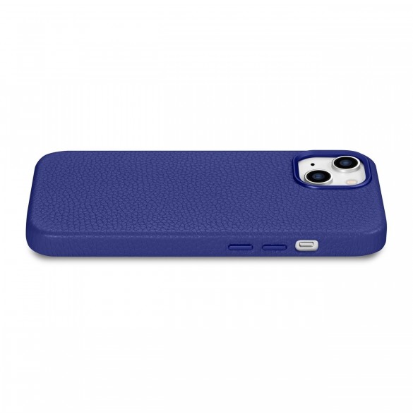 iCarer Litchi Premium läderfodral iPhone 14 Plus magnetiskt läderfodral med MagSafe Mörkblå (WMI14220711-DB)