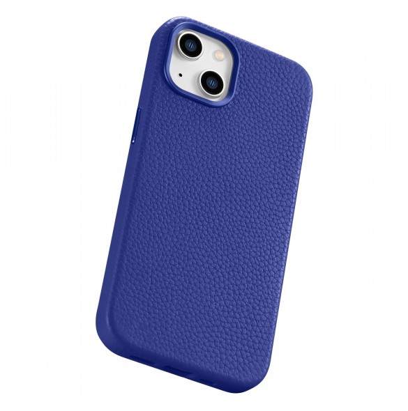 iCarer Litchi Premium läderfodral iPhone 14 Plus magnetiskt läderfodral med MagSafe Mörkblå (WMI14220711-DB)