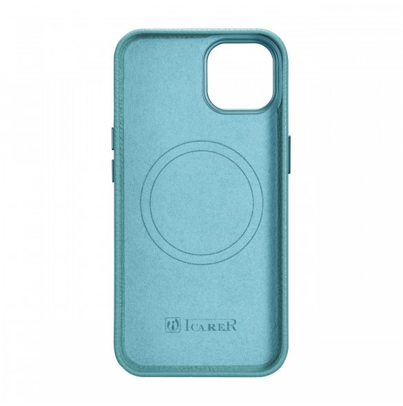 iCarer Litchi Premium läderfodral iPhone 14 Plus magnetiskt läderfodral med MagSafe Green (WMI14220711-GN)