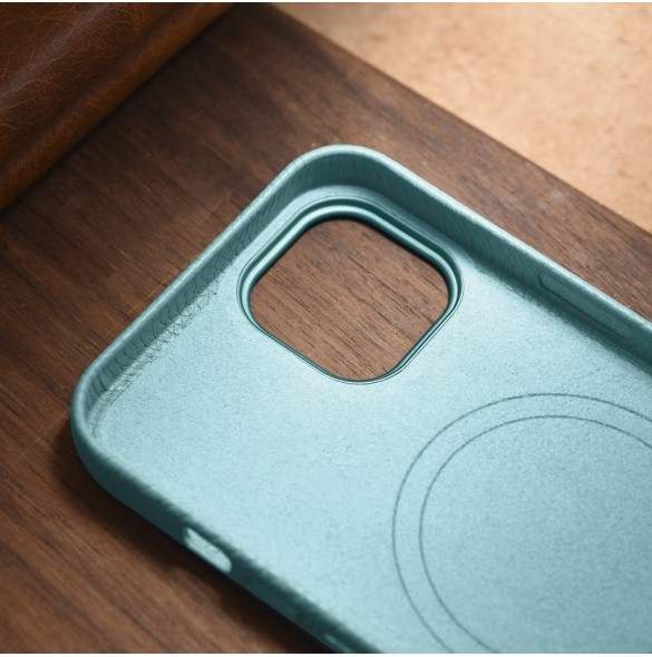 iCarer Litchi Premium läderfodral iPhone 14 Plus magnetiskt läderfodral med MagSafe Green (WMI14220711-GN)