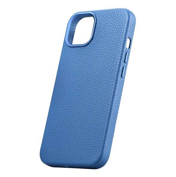 iCarer Litchi Premium läderfodral iPhone 14 Plus magnetiskt läderfodral med MagSafe ljusblå (WMI14220711-LB)