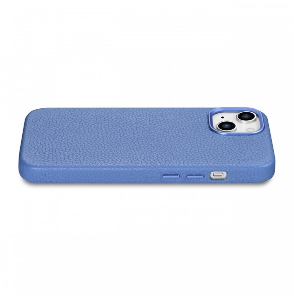 iCarer Litchi Premium läderfodral iPhone 14 Plus magnetiskt läderfodral med MagSafe ljusblå (WMI14220711-LB)