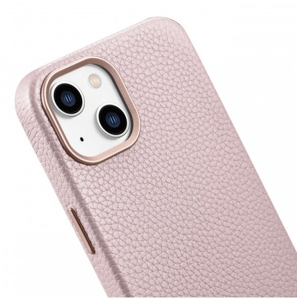 iCarer Litchi Premium Läderfodral iPhone 14 Plus Magnetisk Läderfodral med MagSafe Pink (WMI14220711-PK)