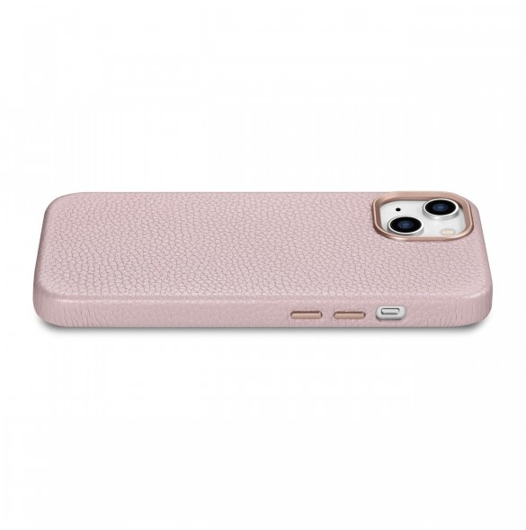 iCarer Litchi Premium Läderfodral iPhone 14 Plus Magnetisk Läderfodral med MagSafe Pink (WMI14220711-PK)