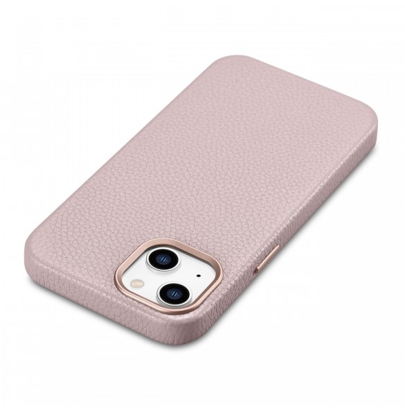 iCarer Litchi Premium Läderfodral iPhone 14 Plus Magnetisk Läderfodral med MagSafe Pink (WMI14220711-PK)