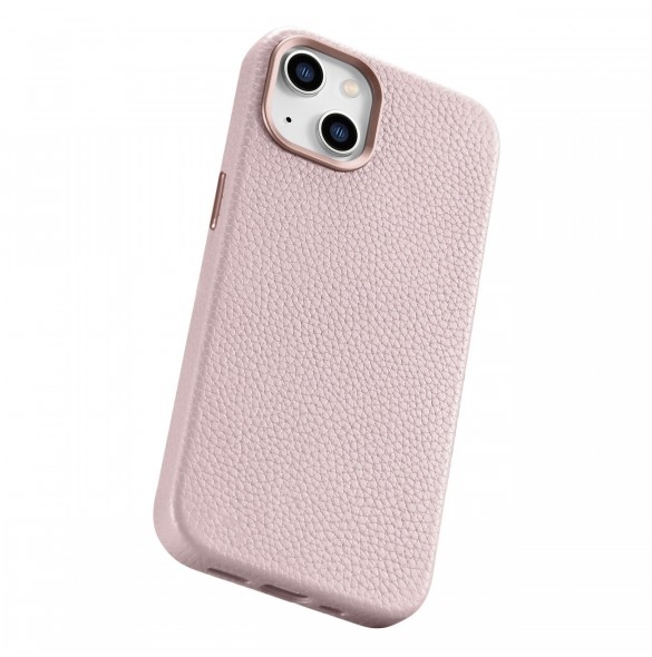 iCarer Litchi Premium Läderfodral iPhone 14 Plus Magnetisk Läderfodral med MagSafe Pink (WMI14220711-PK)