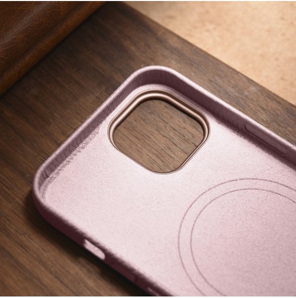 iCarer Litchi Premium Läderfodral iPhone 14 Plus Magnetisk Läderfodral med MagSafe Pink (WMI14220711-PK)