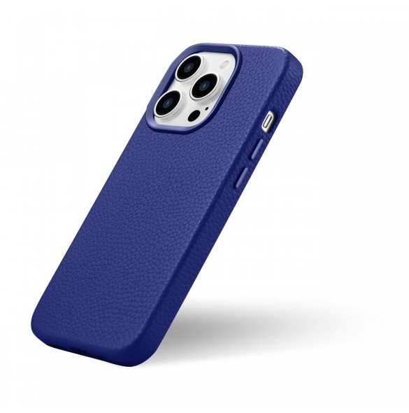 iCarer Litchi Premium Läderfodral iPhone 14 Pro Magnetisk Läderfodral med MagSafe Mörkblå (WMI14220710-DB)