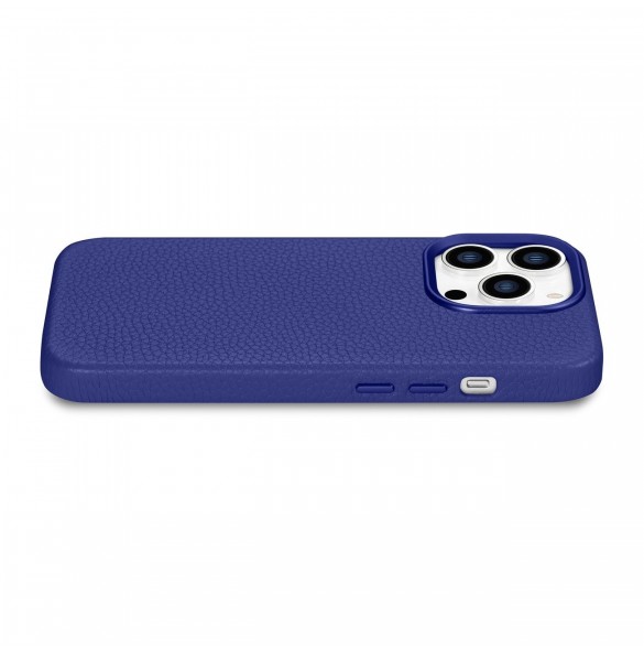 iCarer Litchi Premium Läderfodral iPhone 14 Pro Magnetisk Läderfodral med MagSafe Mörkblå (WMI14220710-DB)