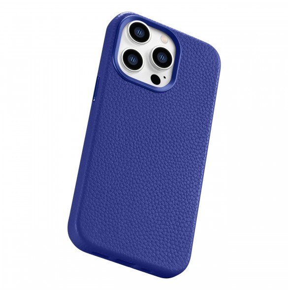 iCarer Litchi Premium Läderfodral iPhone 14 Pro Magnetisk Läderfodral med MagSafe Mörkblå (WMI14220710-DB)