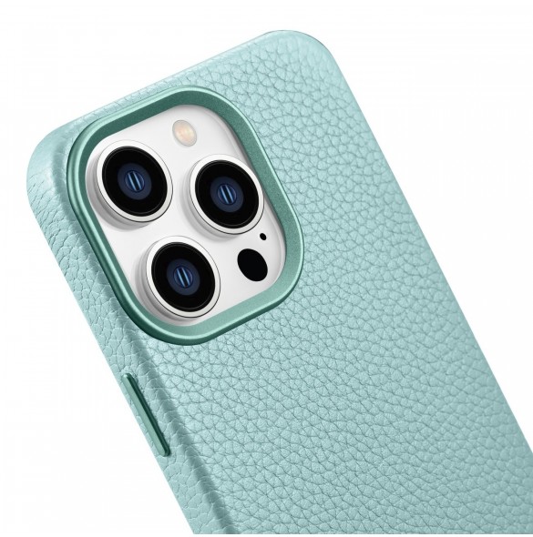 iCarer Litchi Premium läderfodral iPhone 14 Pro magnetiskt läderfodral med MagSafe Green (WMI14220710-GN)